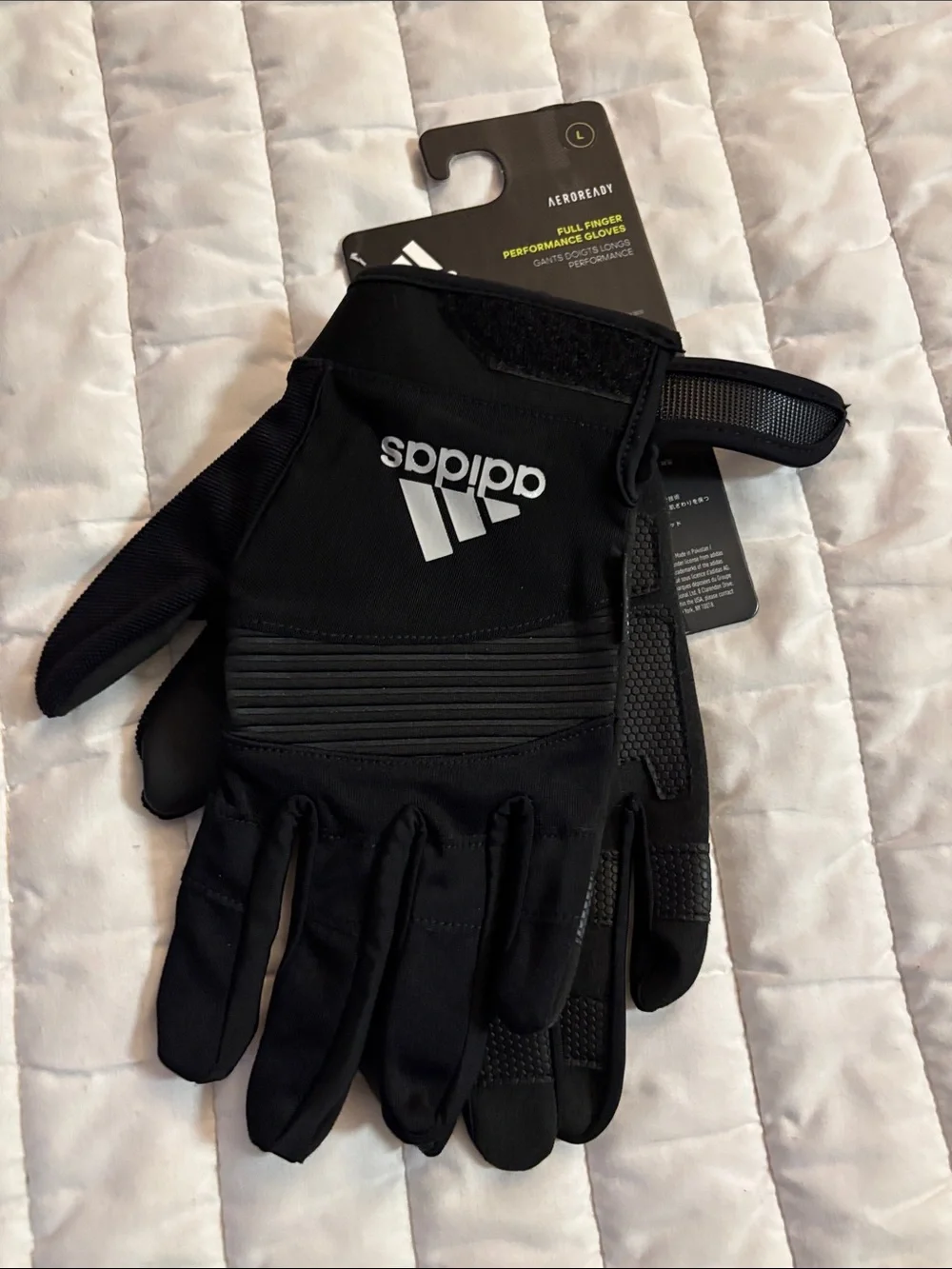 adidas Aeroready Full Finger Performance Gloves Black Sz L NWT